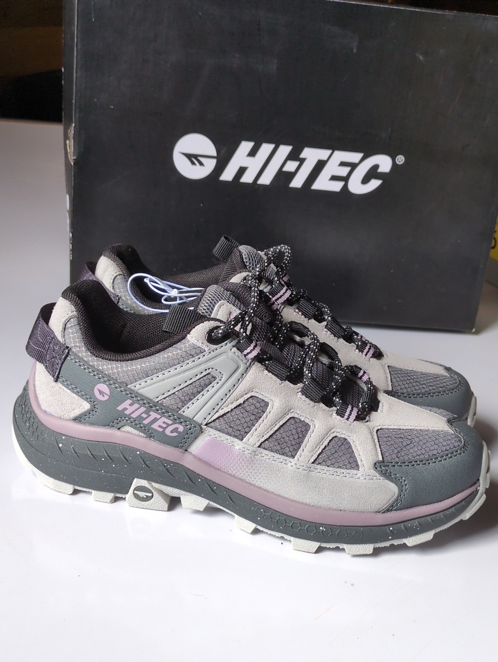 NIB Hi-Tec Womens Hiking Trail Shoes Gray Purple Lace Up